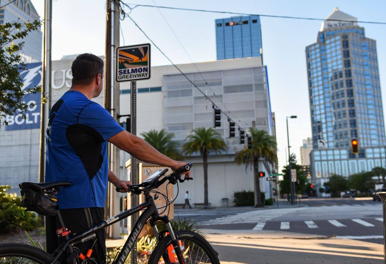 Biking in Downtown Tampa image photo