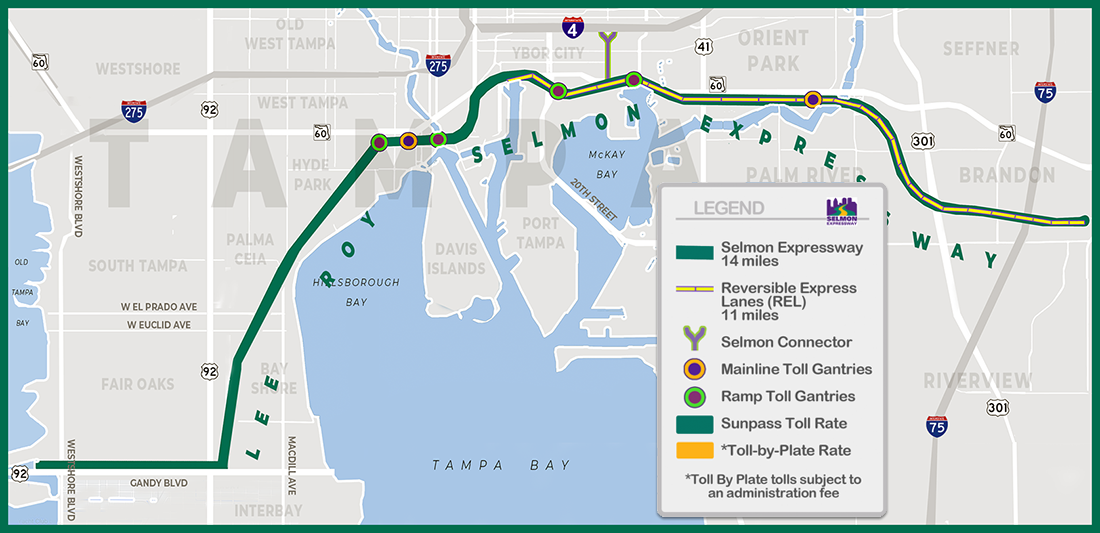 Tampa Toll Roads Map Toll Map & Calculator 2021 – Tampa Hillsborough Expressway Authority